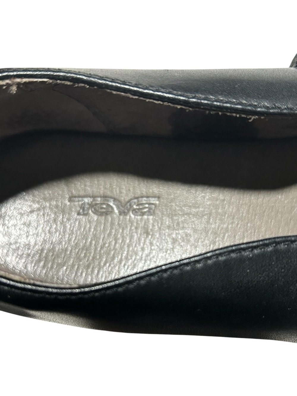 Teva Women’s Black Leather Mary Jane Shoes with Cork Wedge - SIze 8.5 Medium - Picture 4 of 7
